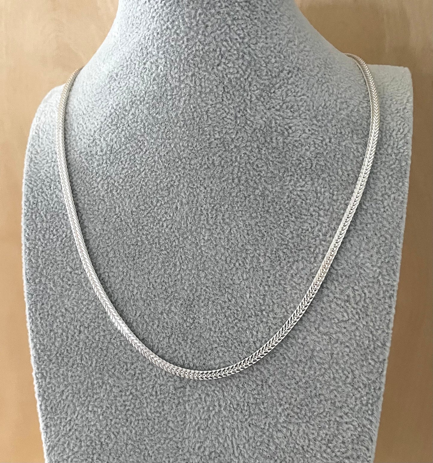 Double Foxtail Necklace 3mm Solid 925 Sterling Silver Italy
