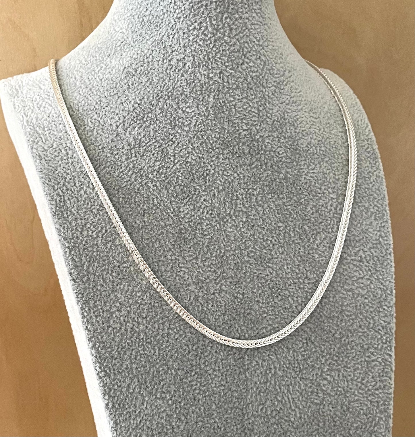 Double Foxtail Necklace 3mm Solid 925 Sterling Silver Italy