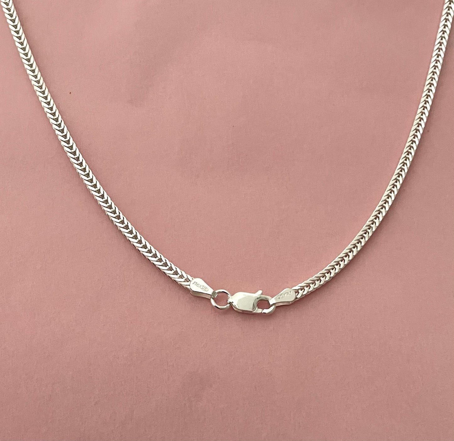 Double Foxtail Necklace 3mm Solid 925 Sterling Silver Italy