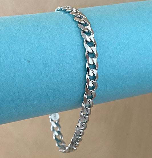 Bracelet Bold Curb Link Solid 925 Sterling Silver Italy