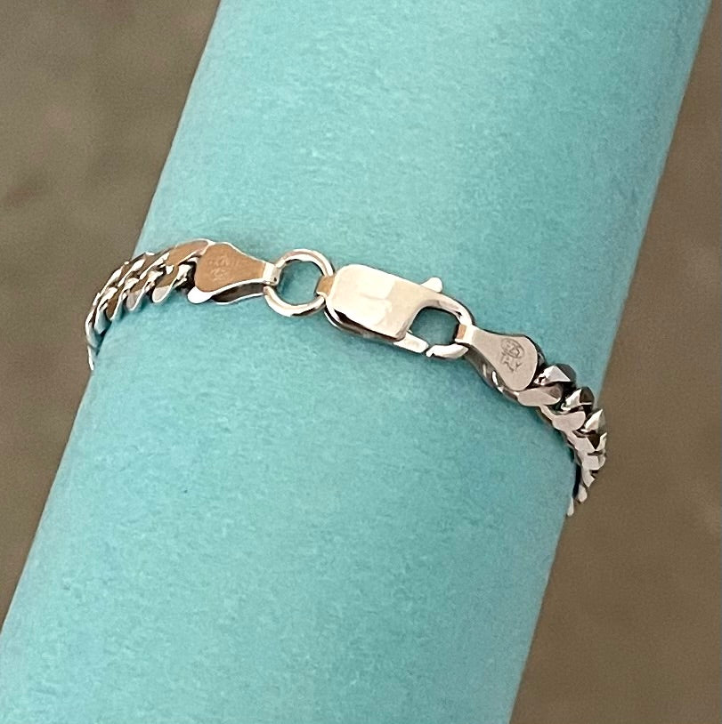 Bracelet Bold Curb Link Solid 925 Sterling Silver Italy