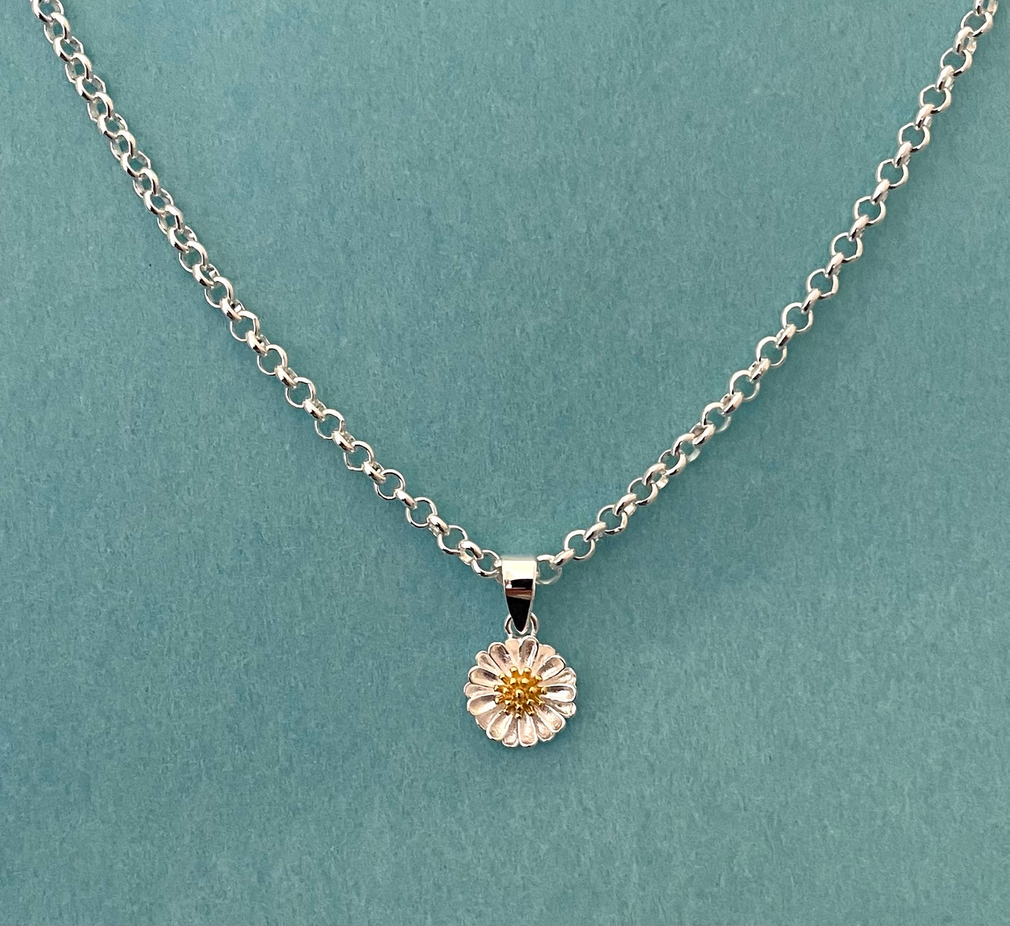 A Limited Summer Edition Daisy Rolo Necklace Solid 925 Sterling Silver Italy