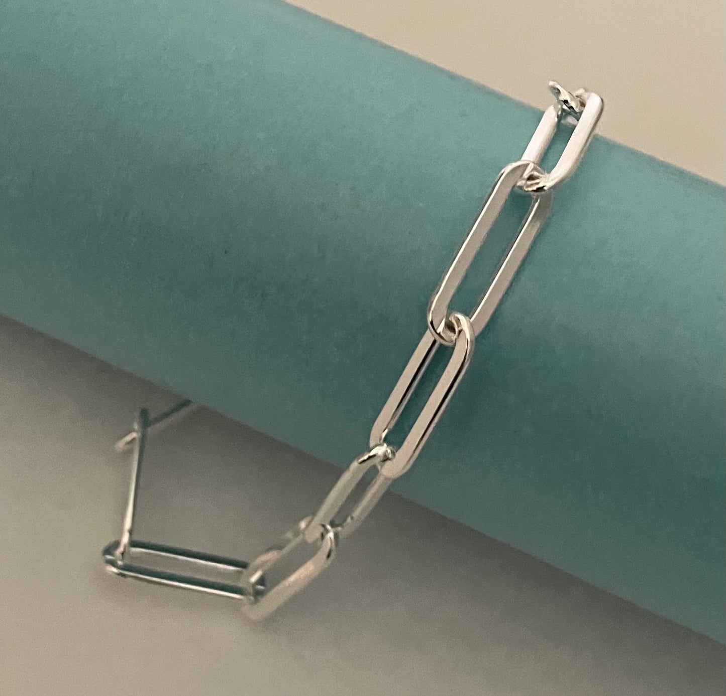 Bracelet Paperclip Flat Link Extra Thick 6mm Solid 925 Sterling Silver Italy