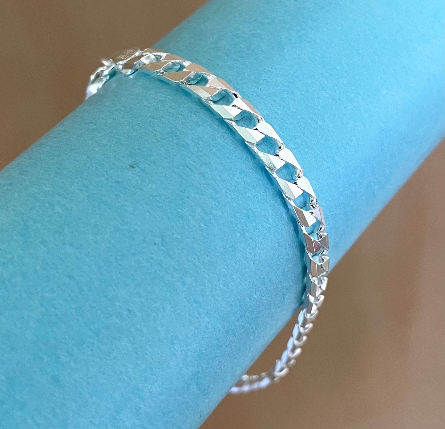 A Limited Summer Edition Square Link Star Bracelet Solid 925 Sterling Silver Italy