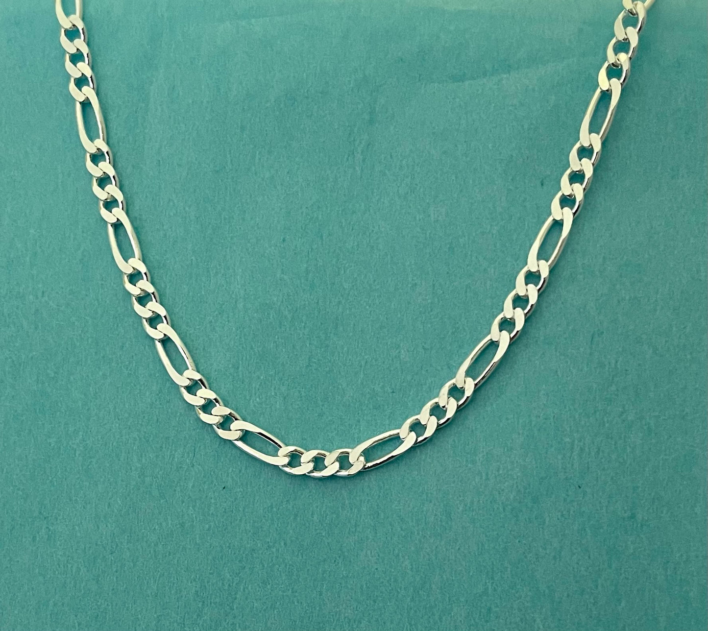 Anklet Figaro Link Solid 925 Sterling Silver Italy