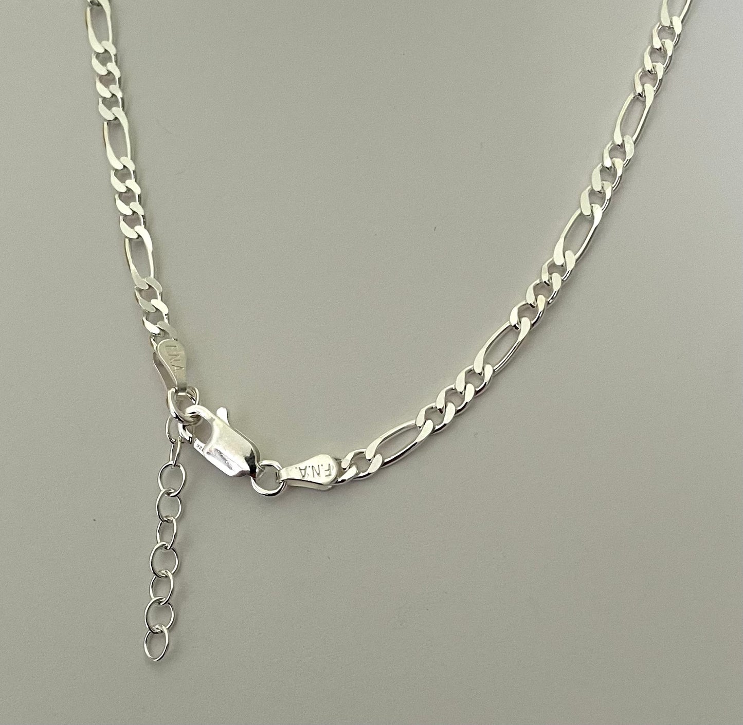 Anklet Figaro Link Solid 925 Sterling Silver Italy