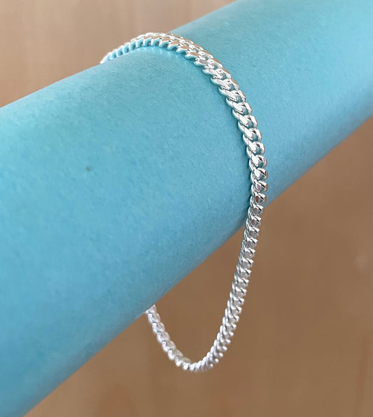 Bracelet Cuban Link Solid 925 Sterling Silver Italy