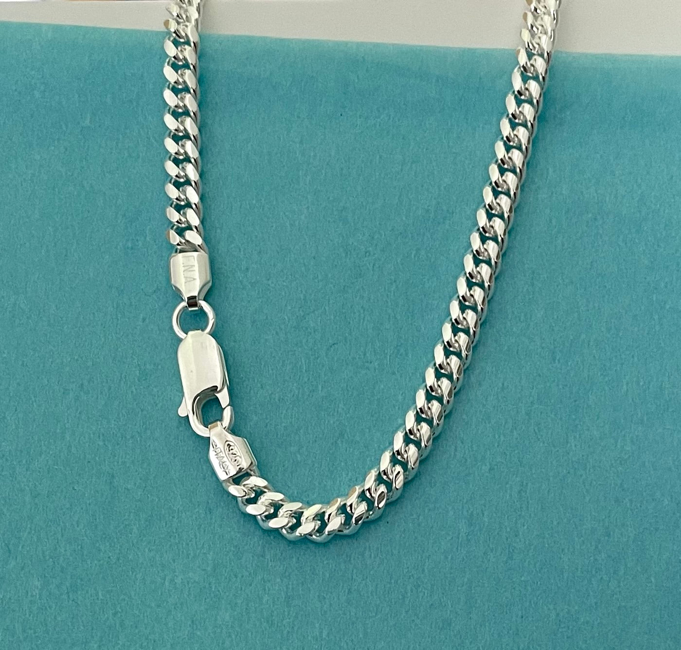 Bracelet Cuban Link Solid 925 Sterling Silver Italy