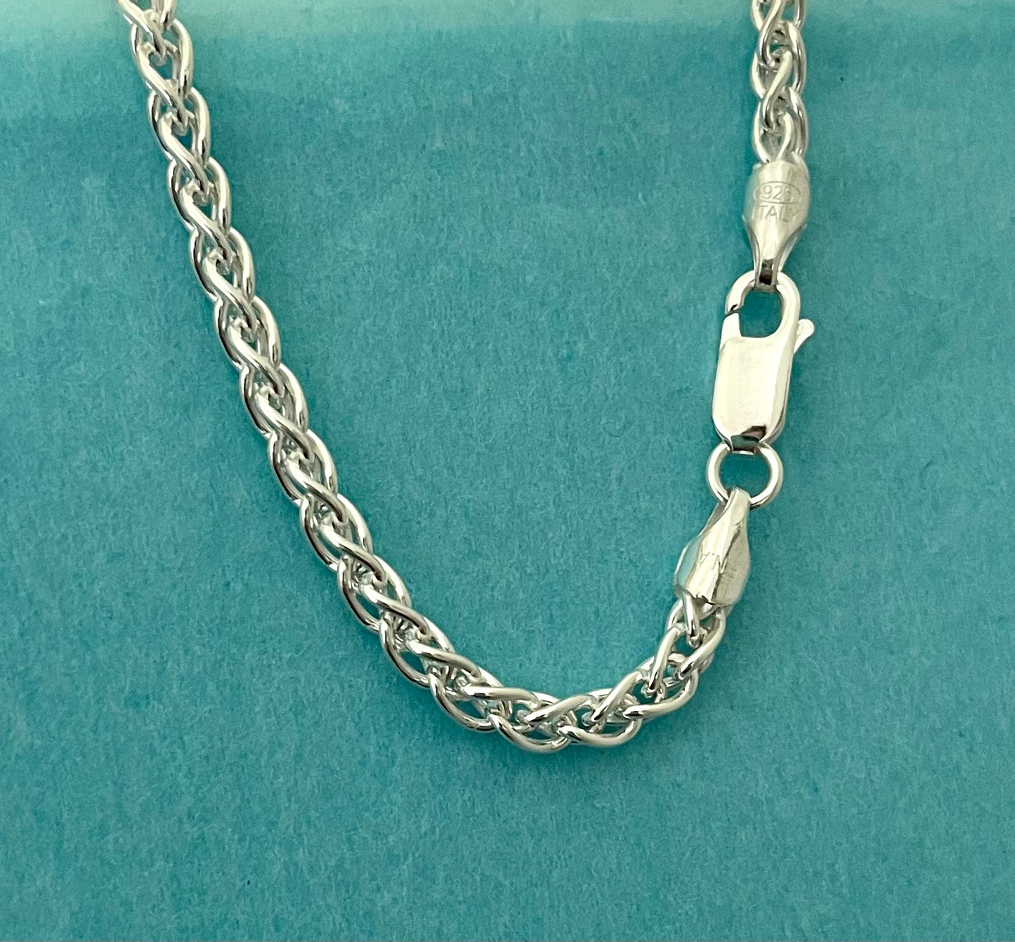 Necklace Extra Thick Spiga Link Solid 925 Sterling Silver Italy