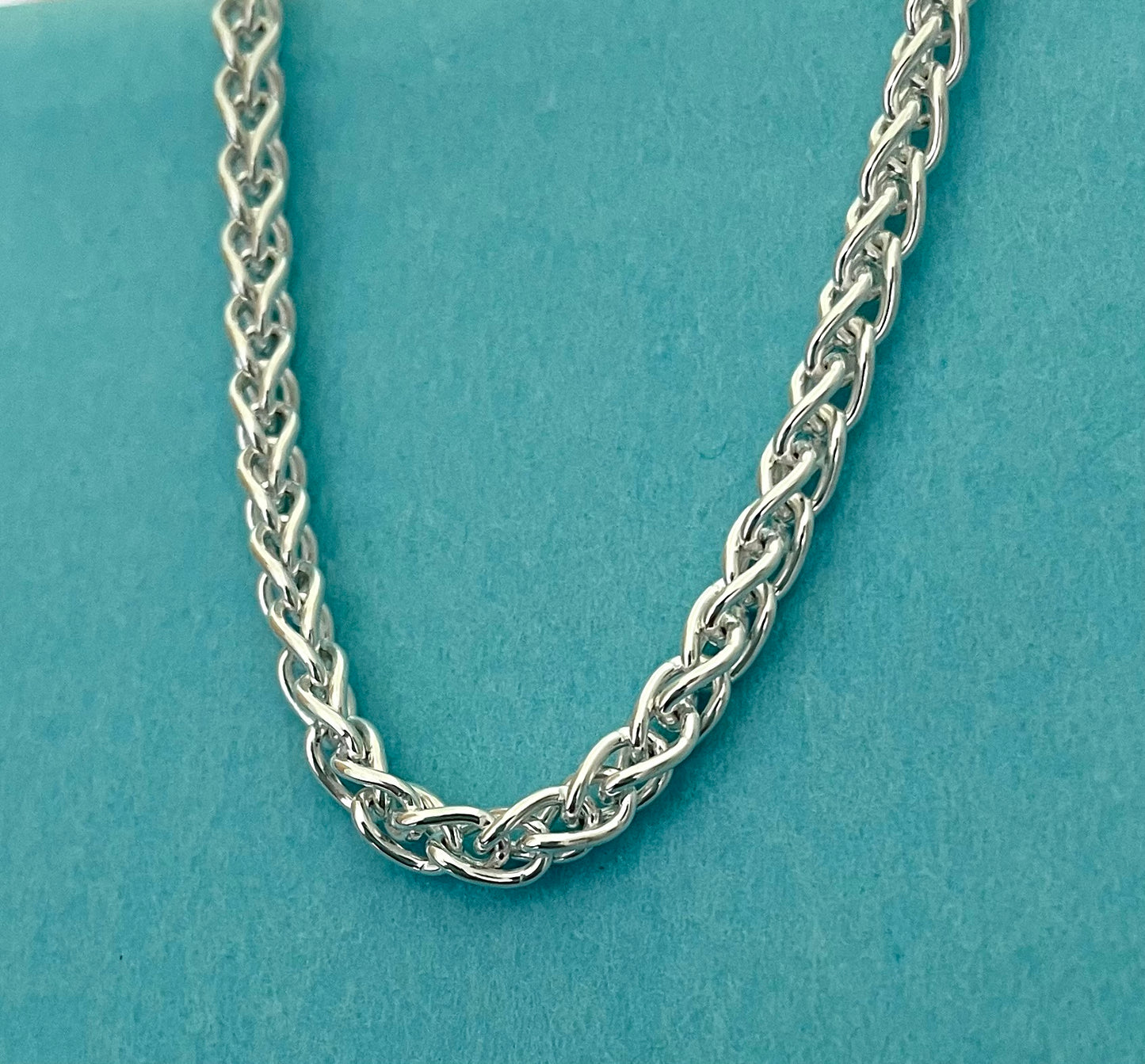 Bracelet Spiga Thick Link Solid 925 Sterling Silver Italy