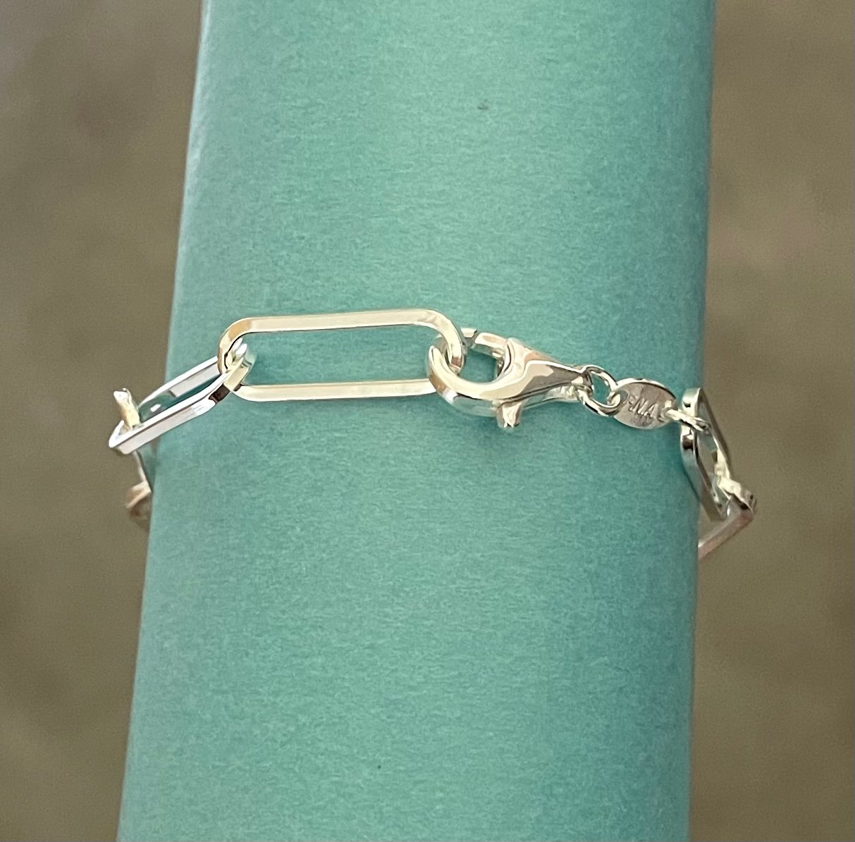 Bracelet Extra Thick 6mm Paperclip Squared Link Solid 925 Sterling Silver Italy
