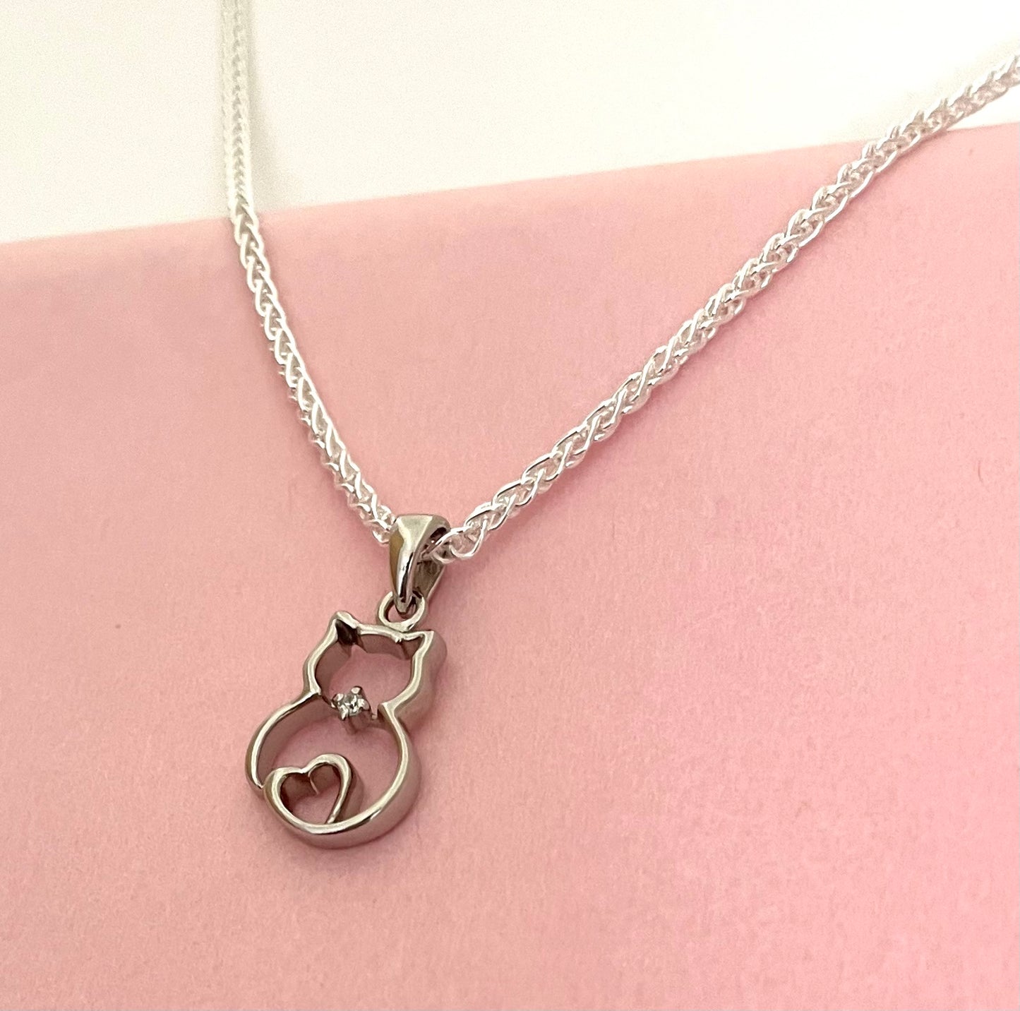 Cat Necklace Solid 925 Sterling Silver Italy