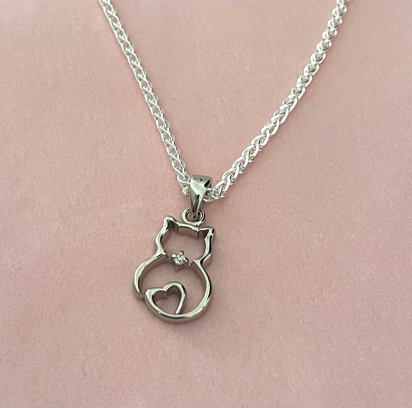 Cat Necklace Solid 925 Sterling Silver Italy