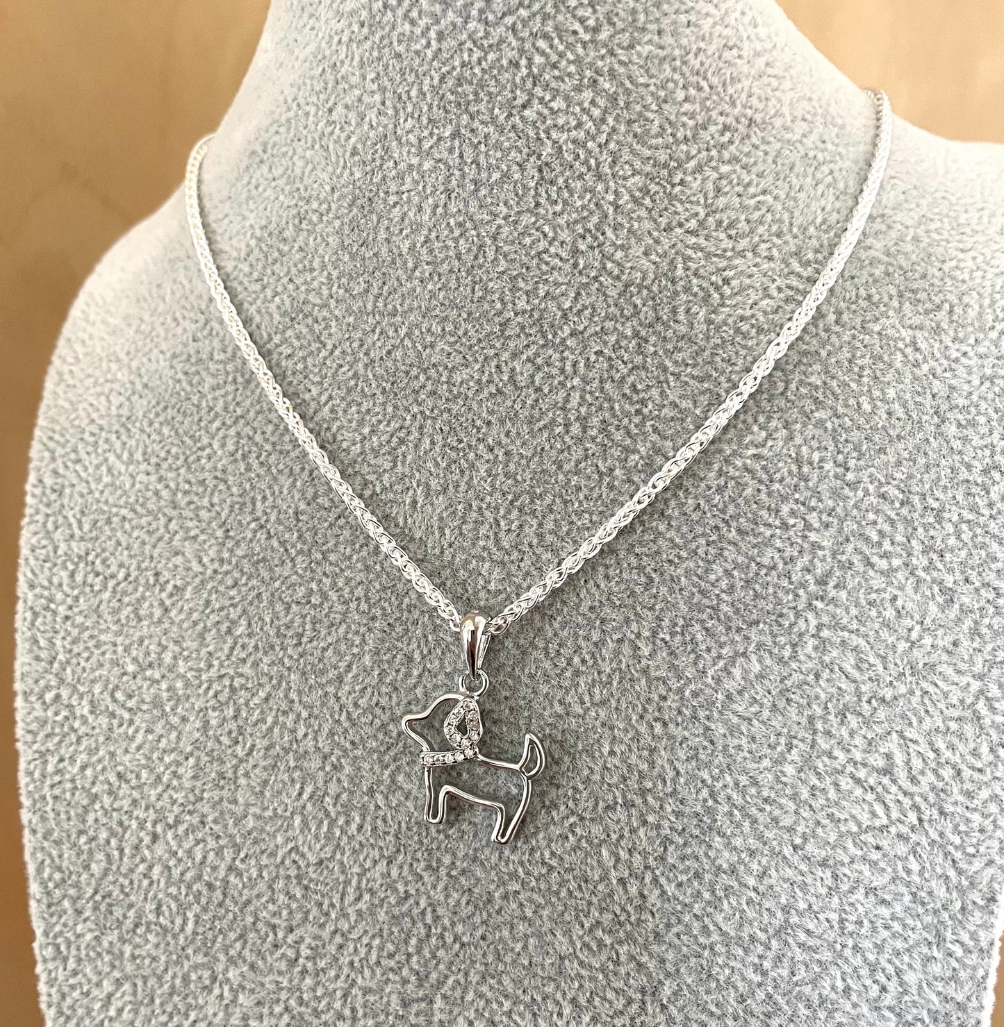 Dog Necklace Solid 925 Sterling Silver Italy