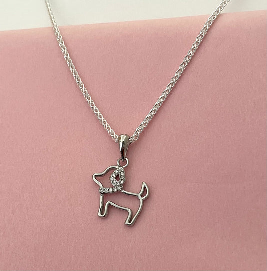 Dog Necklace Solid 925 Sterling Silver Italy