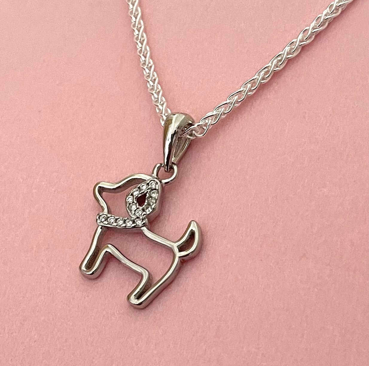 Dog Necklace Solid 925 Sterling Silver Italy