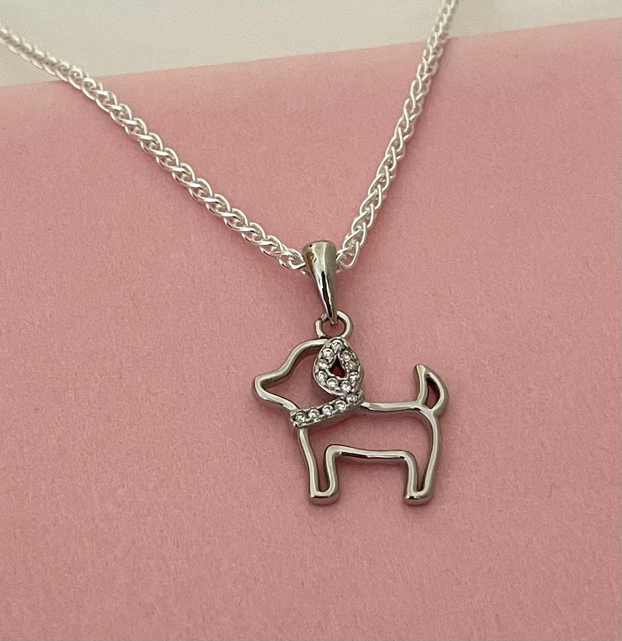 Dog Necklace Solid 925 Sterling Silver Italy