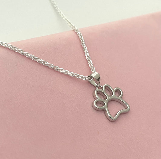 Dog Paw Necklace Solid 925 Sterling Silver Italy