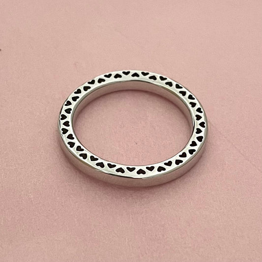 A Limited Edition Ring Double Hearts Eternity Solid 925 Sterling Silver