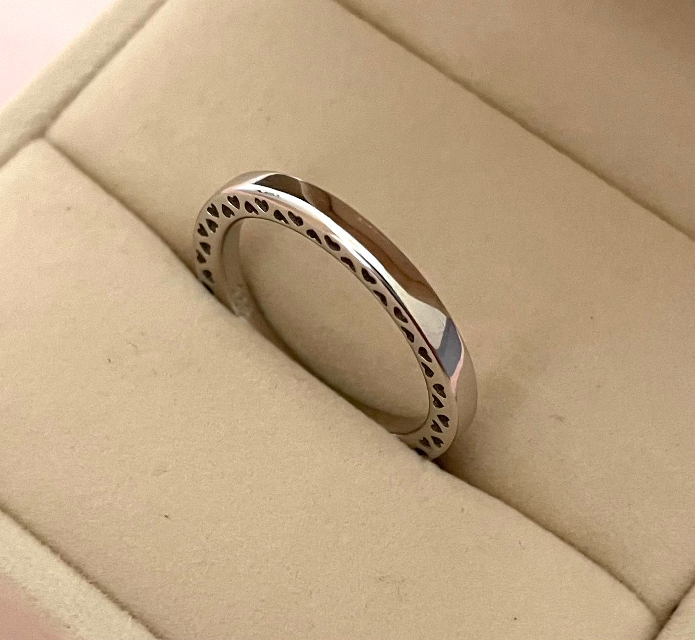 A Limited Edition Ring Double Hearts Eternity Solid 925 Sterling Silver