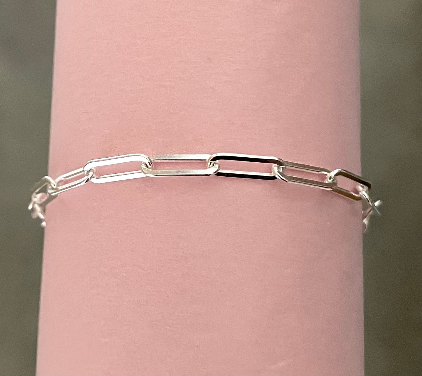 Bracelet Paperclip 3.5mm Shiny Flat Link Solid 925 Sterling Silver Italy