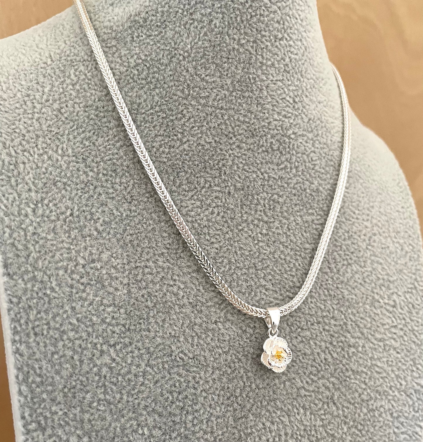 A Limited Summer Edition Foxtail Flower Necklace Solid 925 Sterling Silver Italy