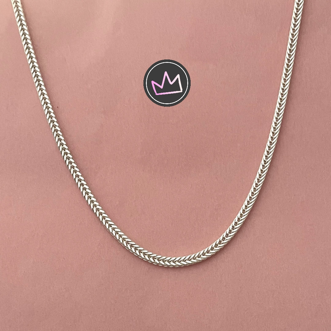 Double Foxtail Necklace 3mm Solid 925 Sterling Silver Italy