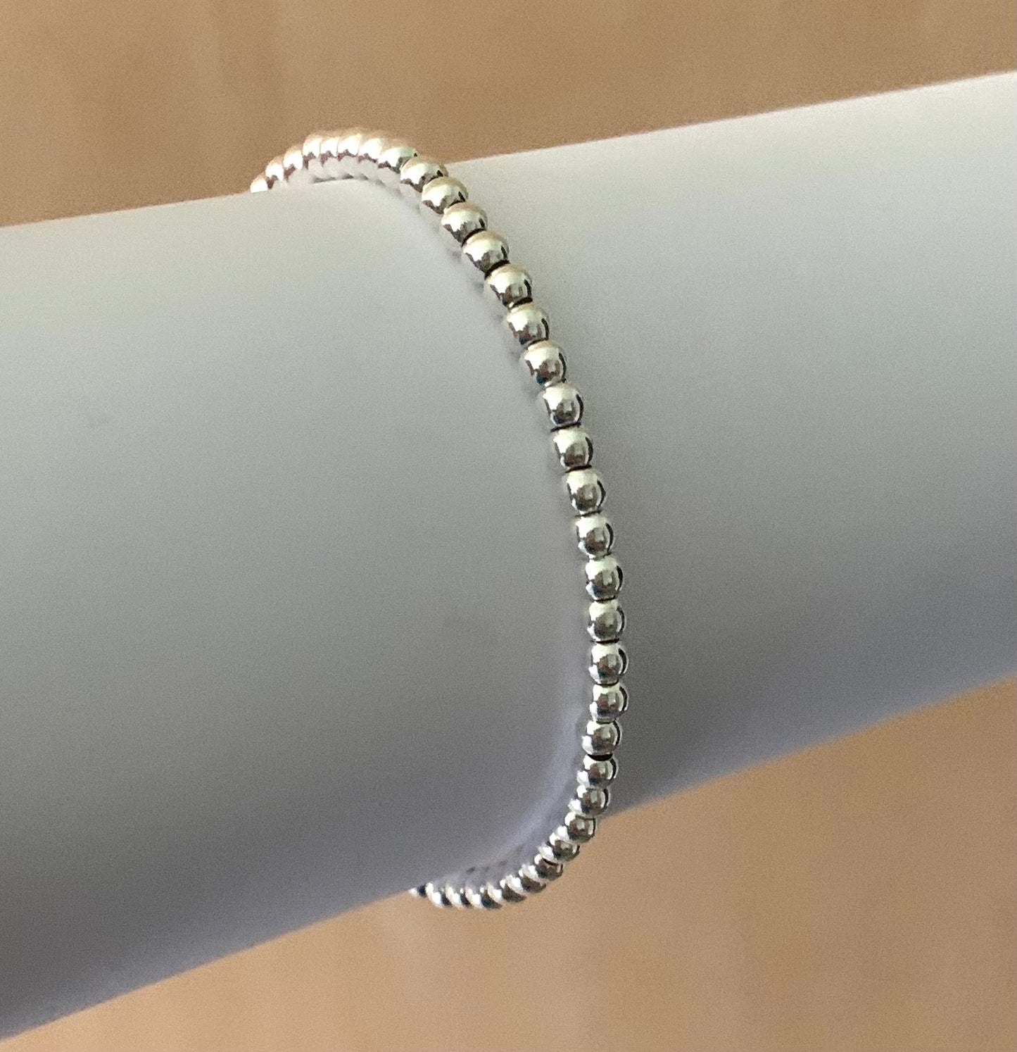 Stretchable-Ball-Bead-Bracelet-Bow-Solid-925-Sterling-Silver-5