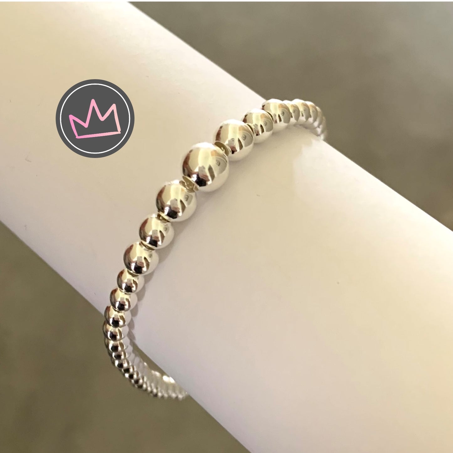 Bracelet Ball Bead Graduated 3mm-7mm Solid 925 Sterling Silver Italy