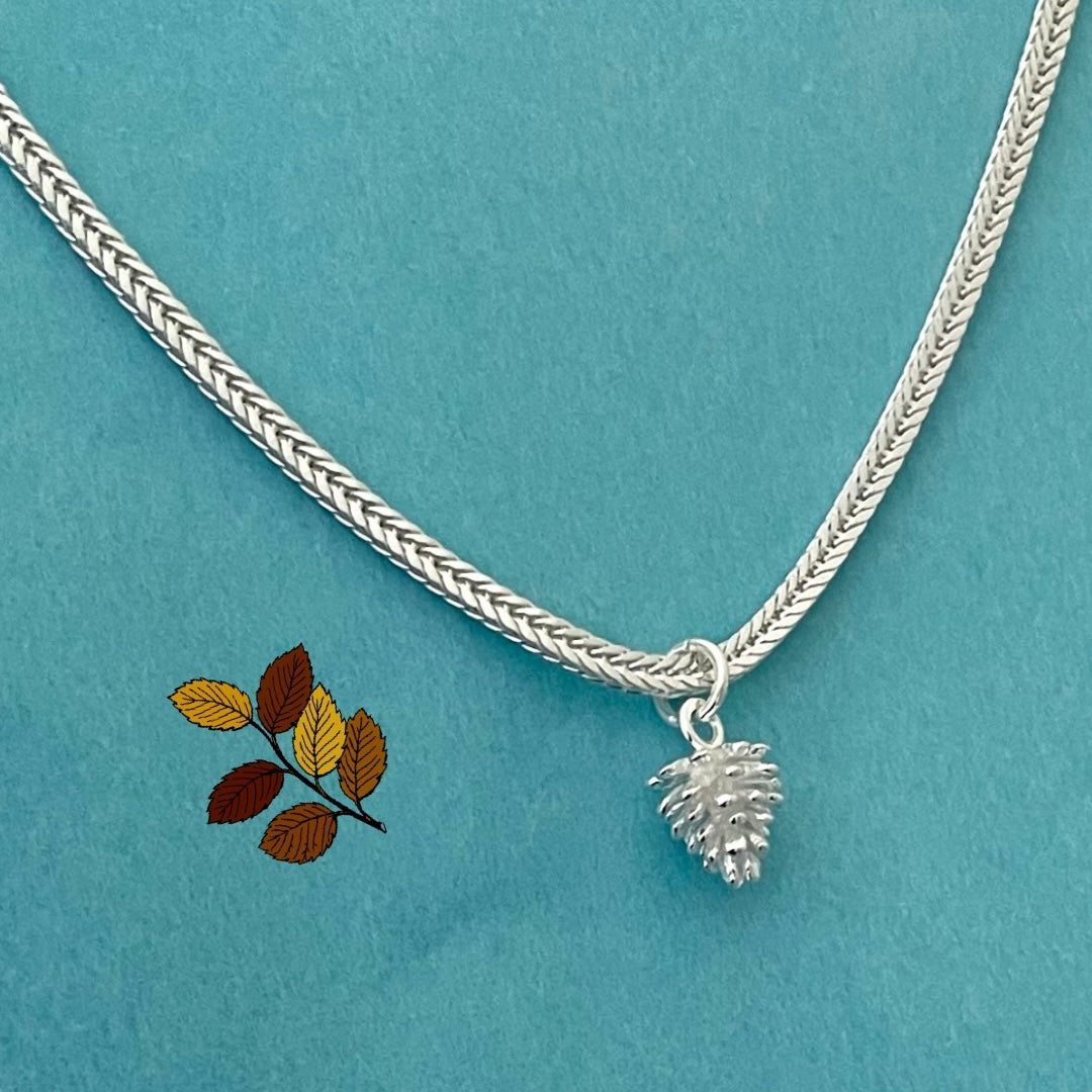 A Fall Edition Pinecone Necklace Solid 925 Sterling Silver Italy