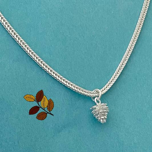 A Fall Edition Pinecone Necklace Solid 925 Sterling Silver Italy