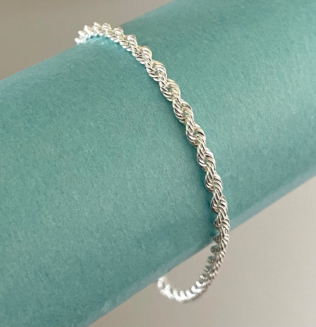 solid 925 sterling silver silk rope bracelet