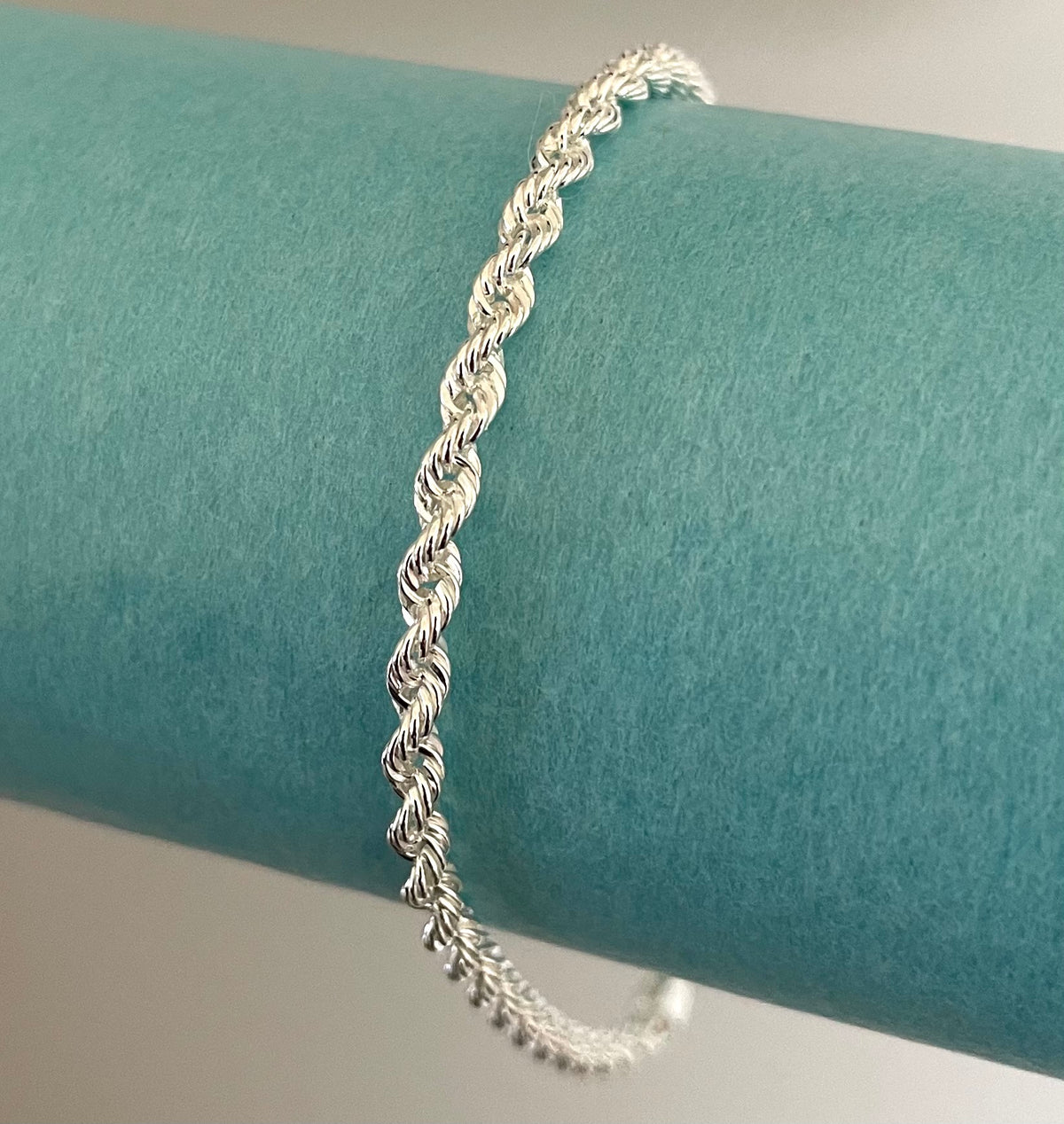 solid 925 sterling silver rope bracelet