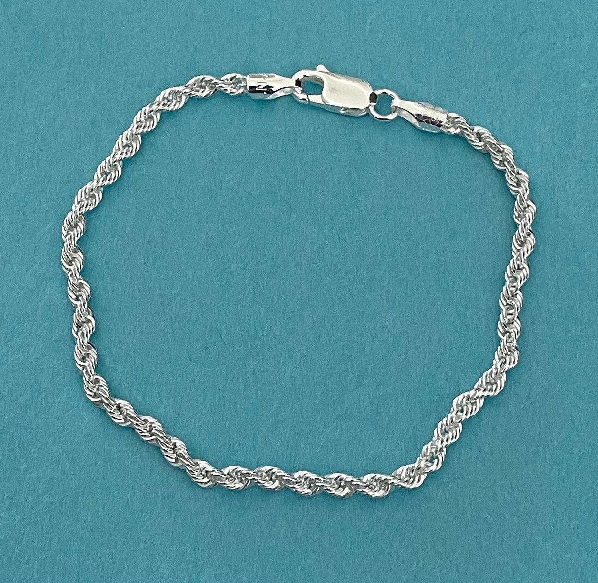 solid 925 sterling silver rope bracelet
