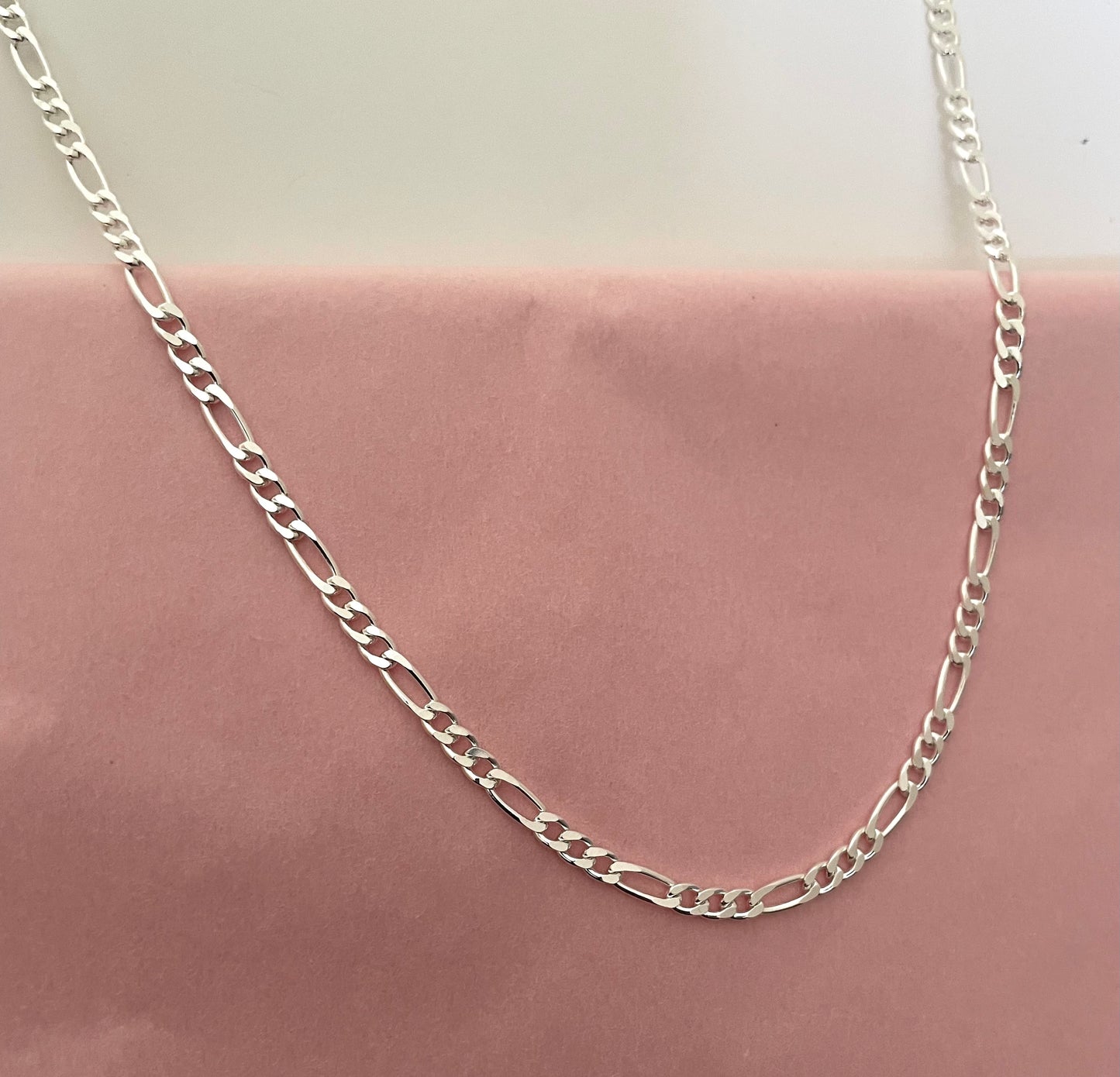 solid 925 sterling silver figaro necklace chain