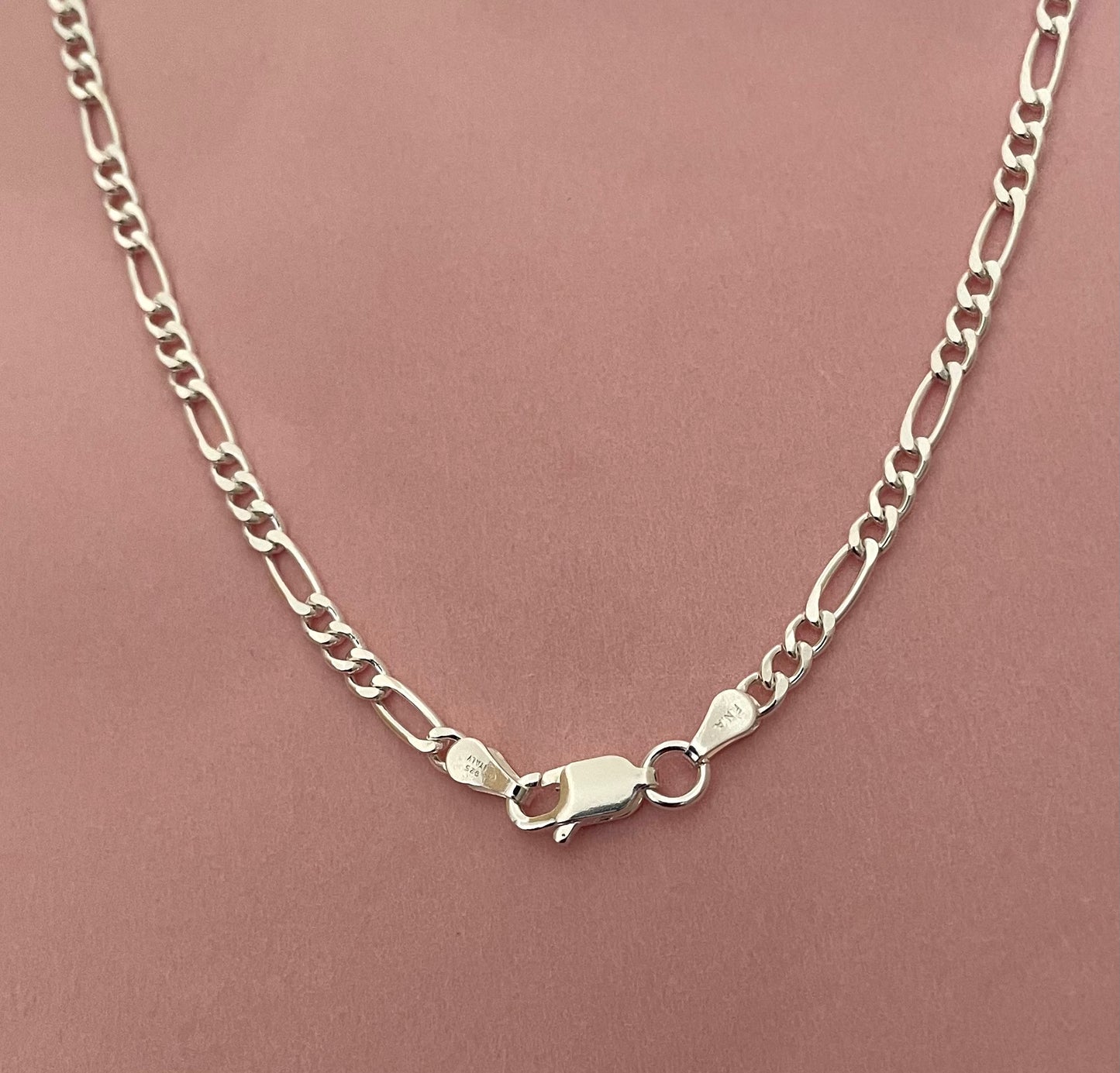 Solid 925 sterling silver figaro necklace lobster clasp italy