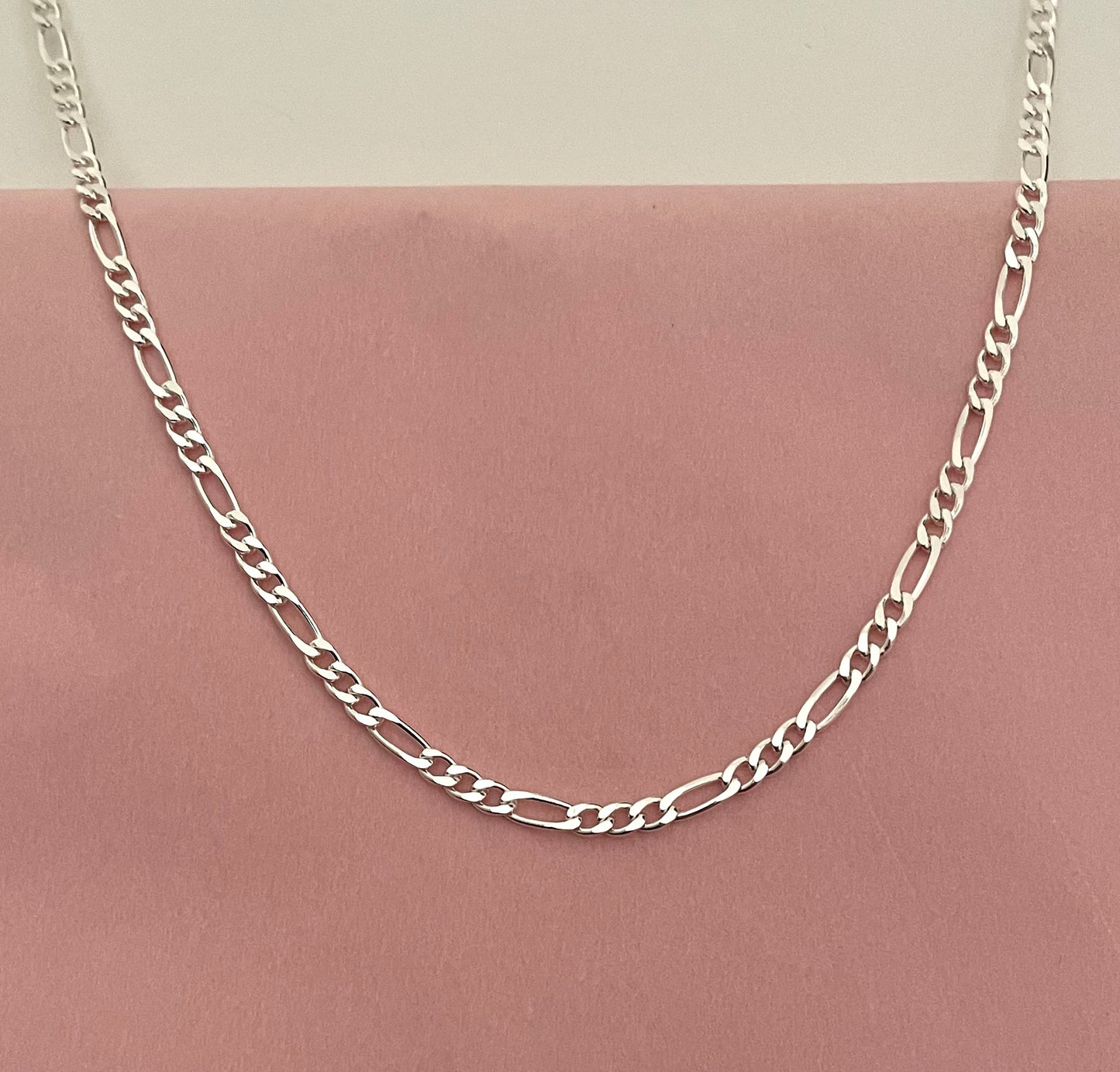 solid 925 sterling silver figaro necklace