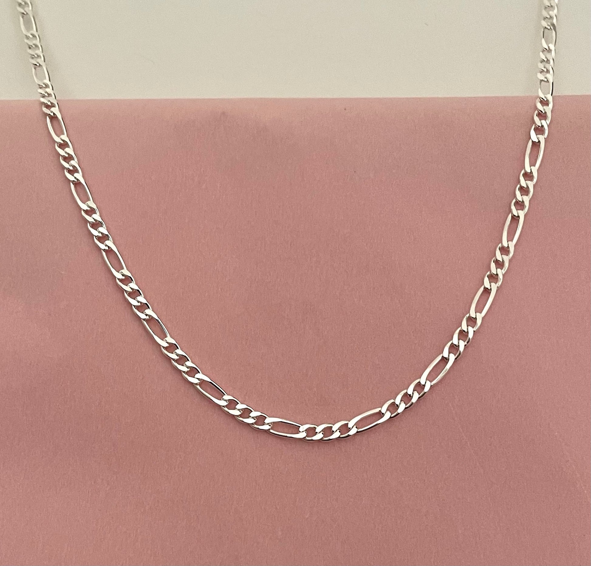 solid 925 sterling silver figaro necklace