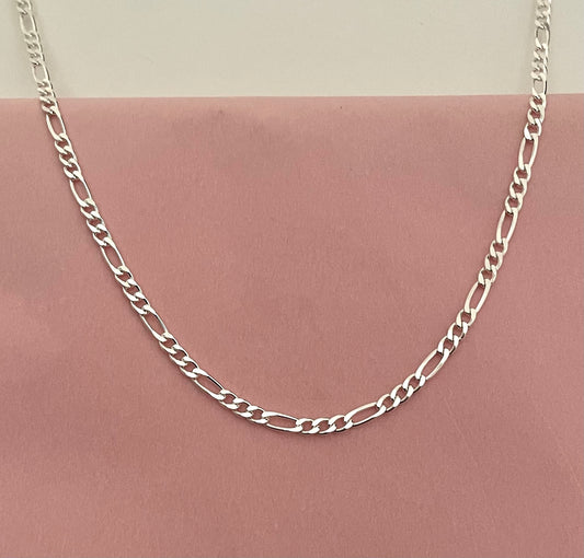 solid 925 sterling silver figaro necklace