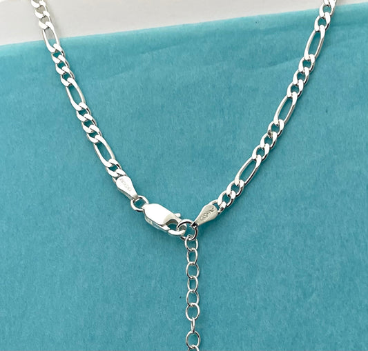 Anklet-Figaro-Link-Solid-925-Sterling - silver-Italy-1