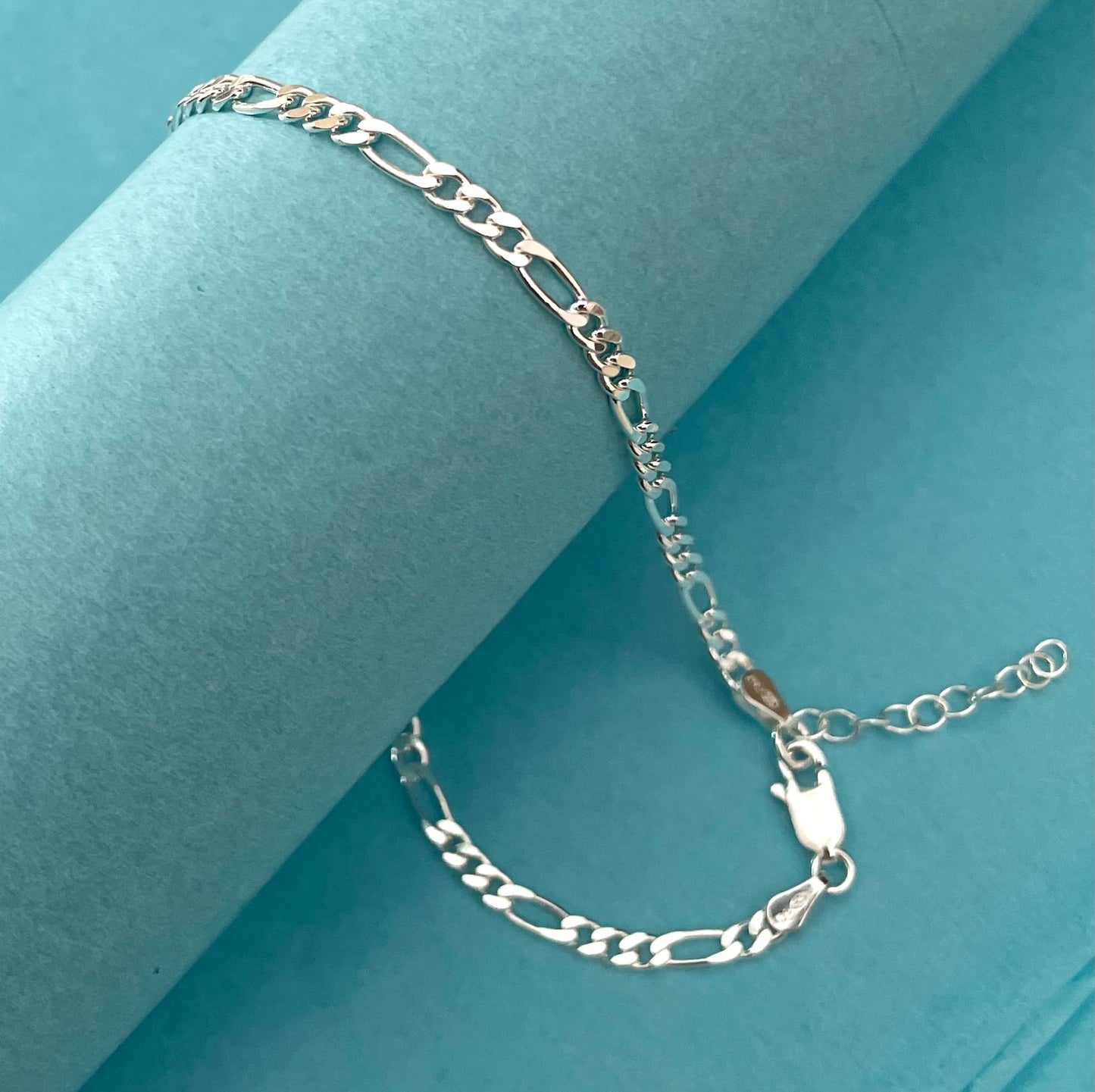 Anklet-Figaro-Link-Solid-925-Sterling - silver-Italy-3