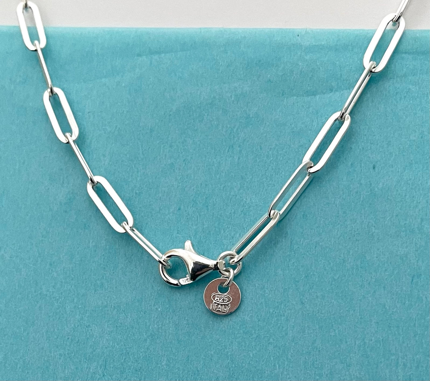 Anklet-Paperclip-Flat-Link-Solid-925-Sterling-Silver-Italy-4