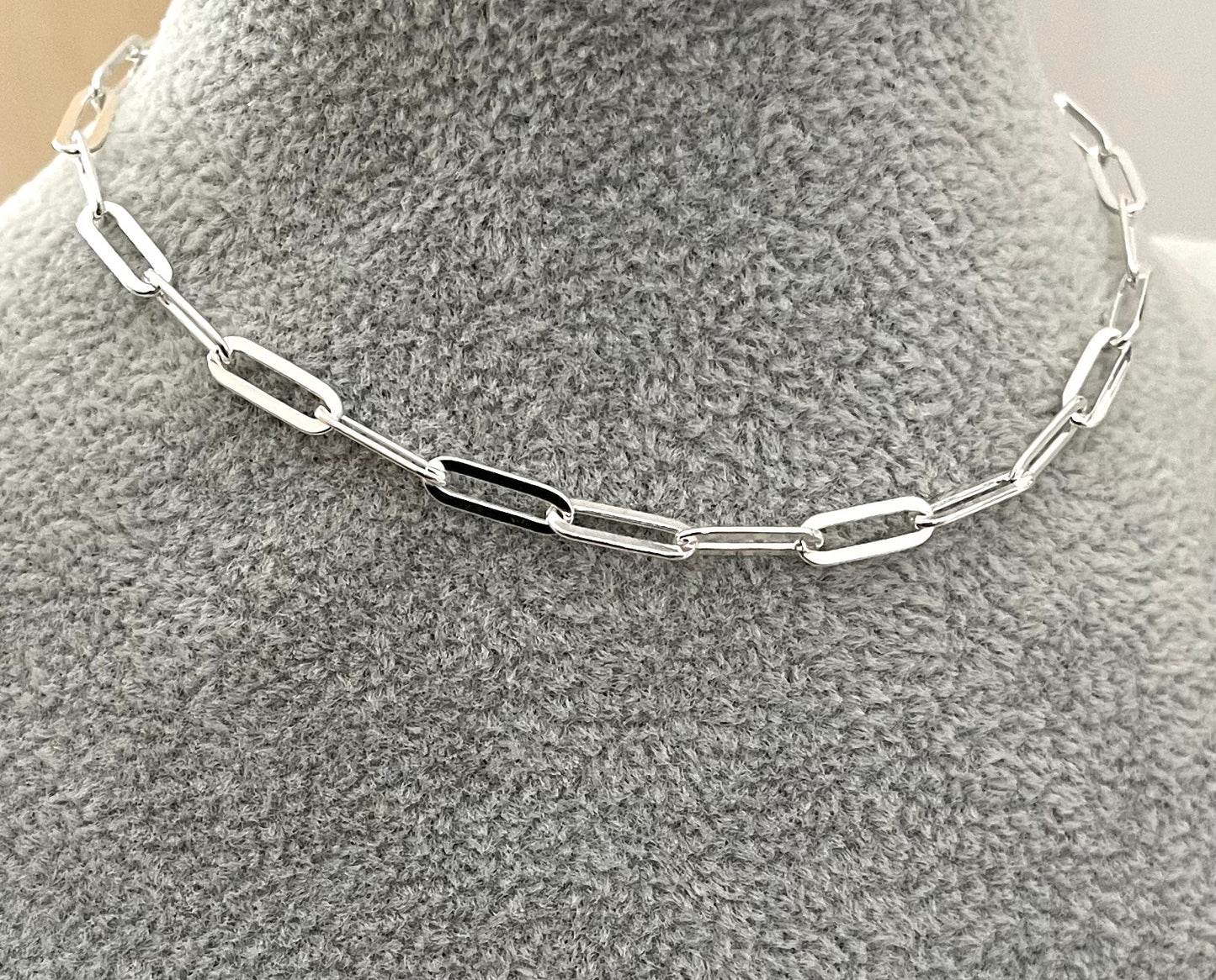 Anklet-Paperclip-Flat-Link-Solid-925-Sterling-Silver-Italy-5