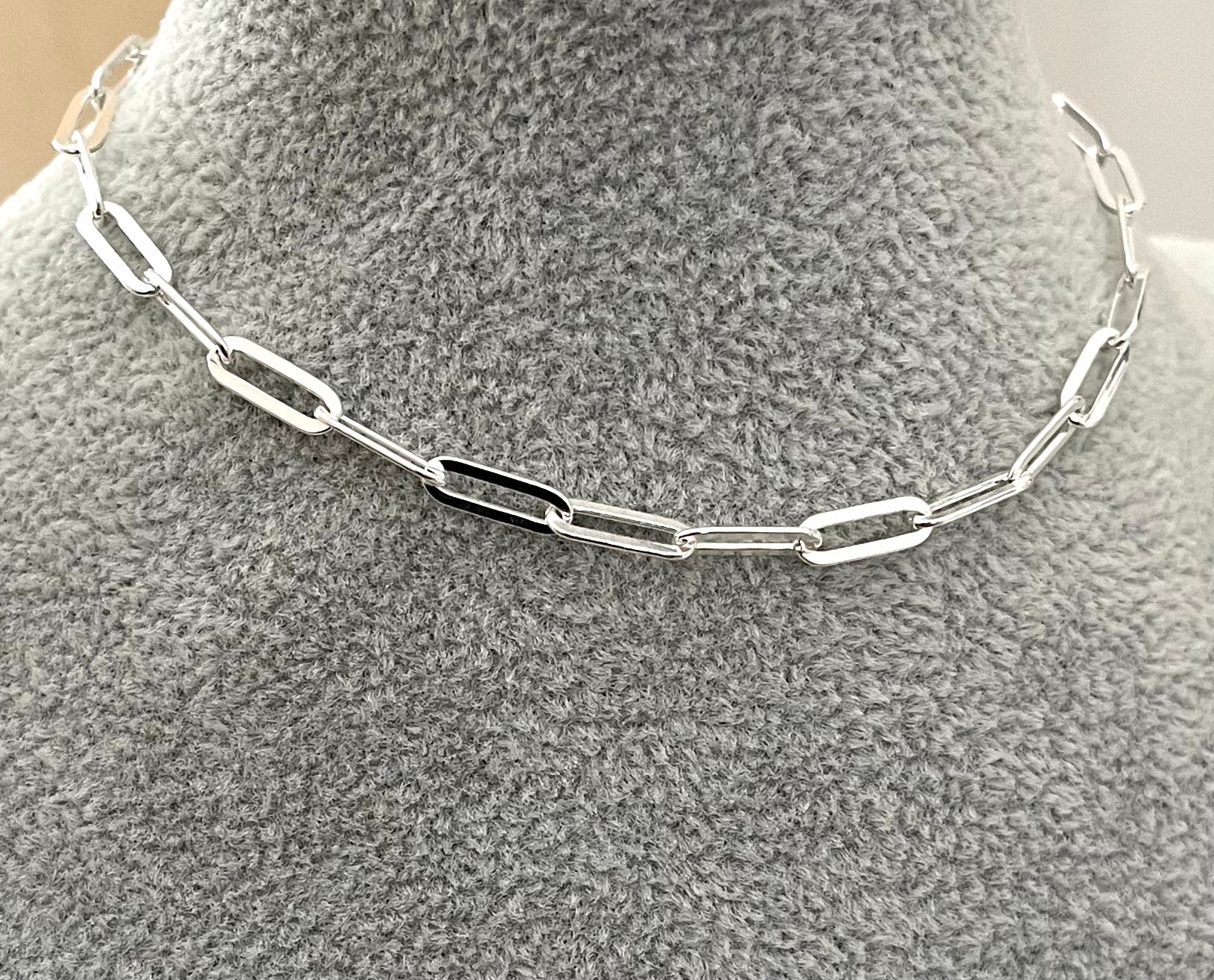 Anklet-Paperclip-Flat-Link-Solid-925-Sterling-Silver-Italy-5