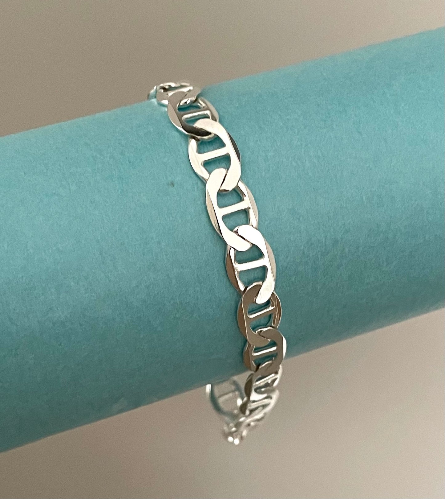 Bracelet Gucci Marine x-flat wide link 7mm solid 925 sterling silver Italy 7.25 inch length
