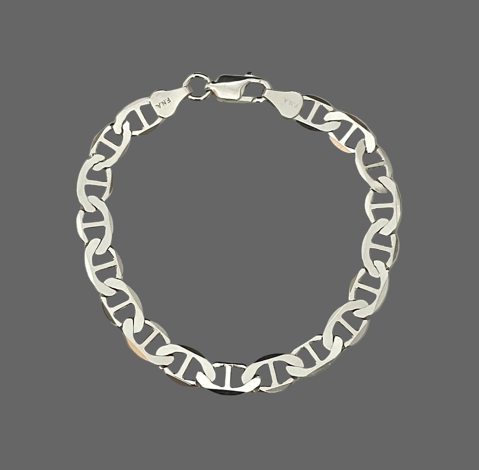 Bracelet Gucci Marine x-flat wide link 7mm solid 925 sterling silver Italy 7.25 inch length