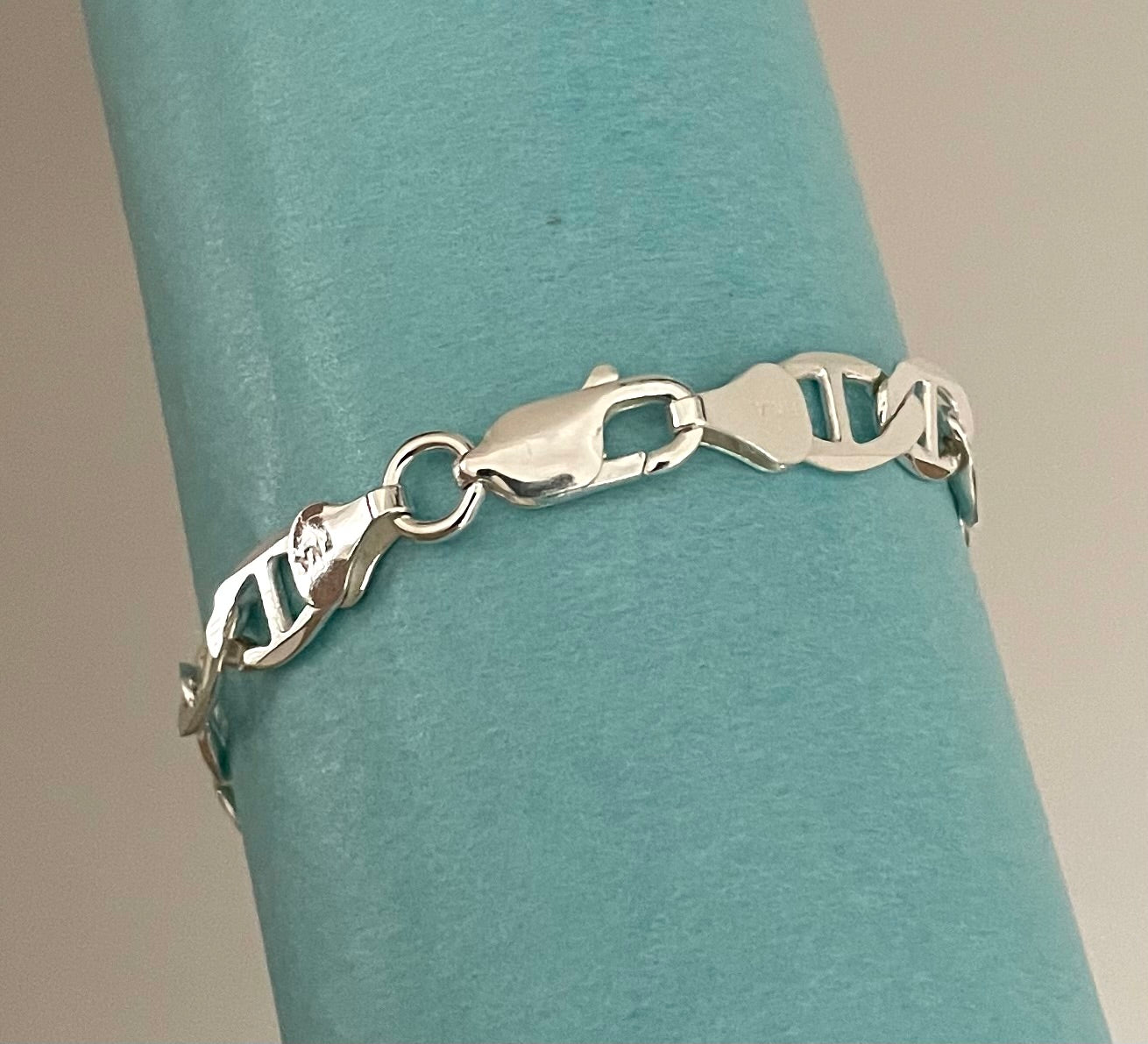 Bracelet Gucci Marine x-flat wide link 7mm solid 925 sterling silver Italy 7.25 inch length