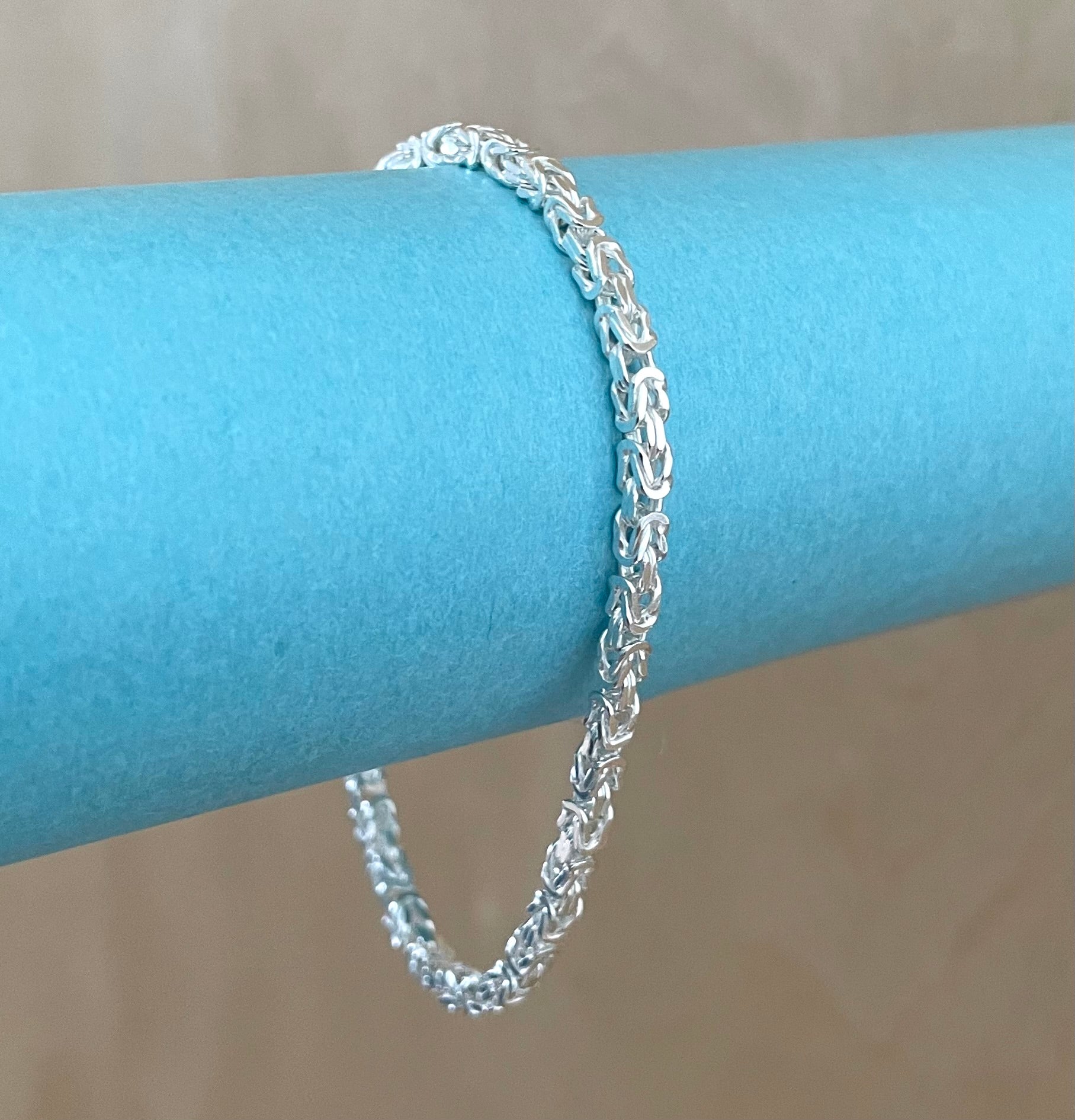 Bracelet-Four-Sided-Byzantine-Solid-925-Sterling-Silver-Italy-1