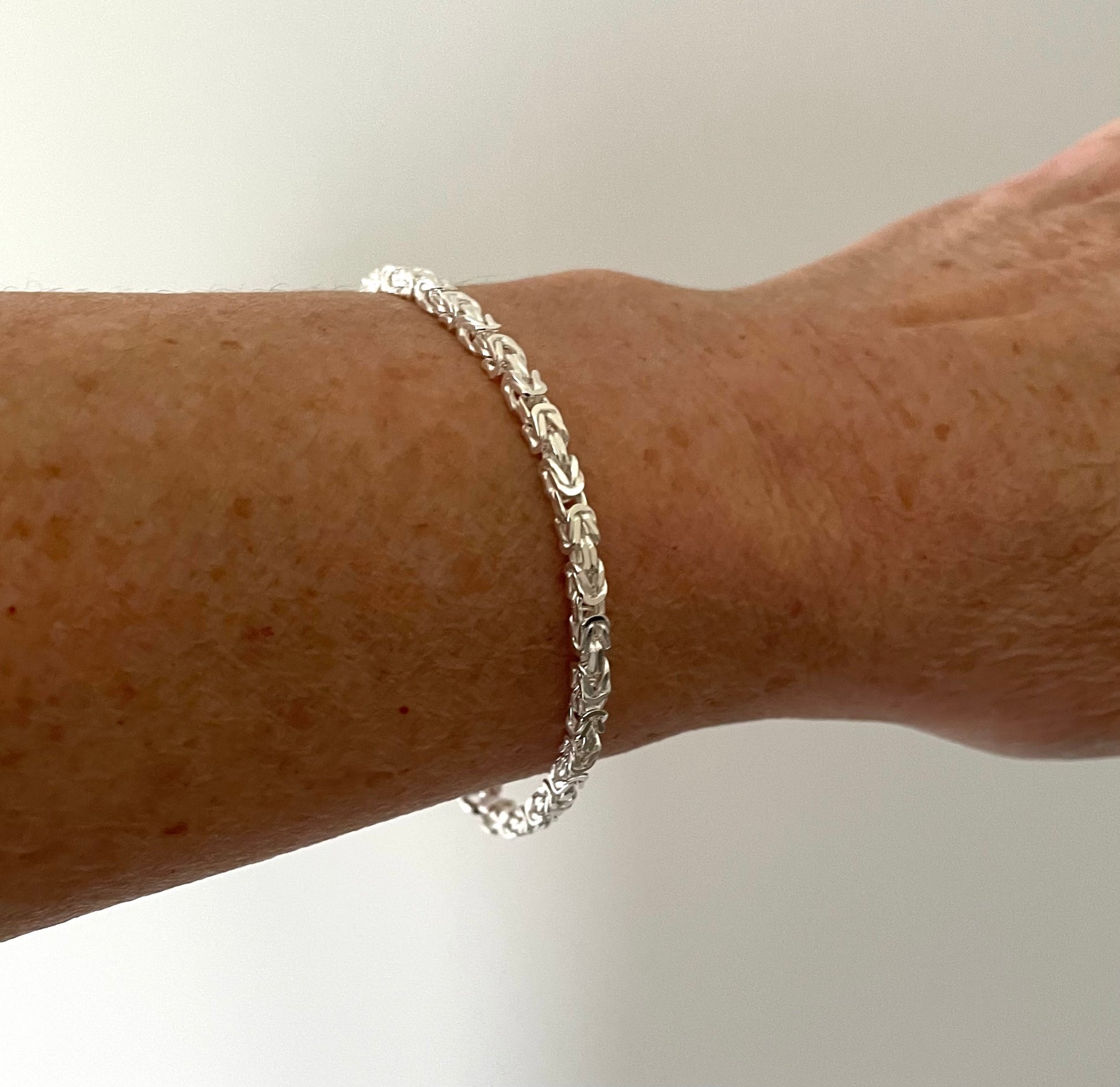Bracelet-Four-Sided-Byzantine-Solid-925-Sterling-Silver-Italy-5