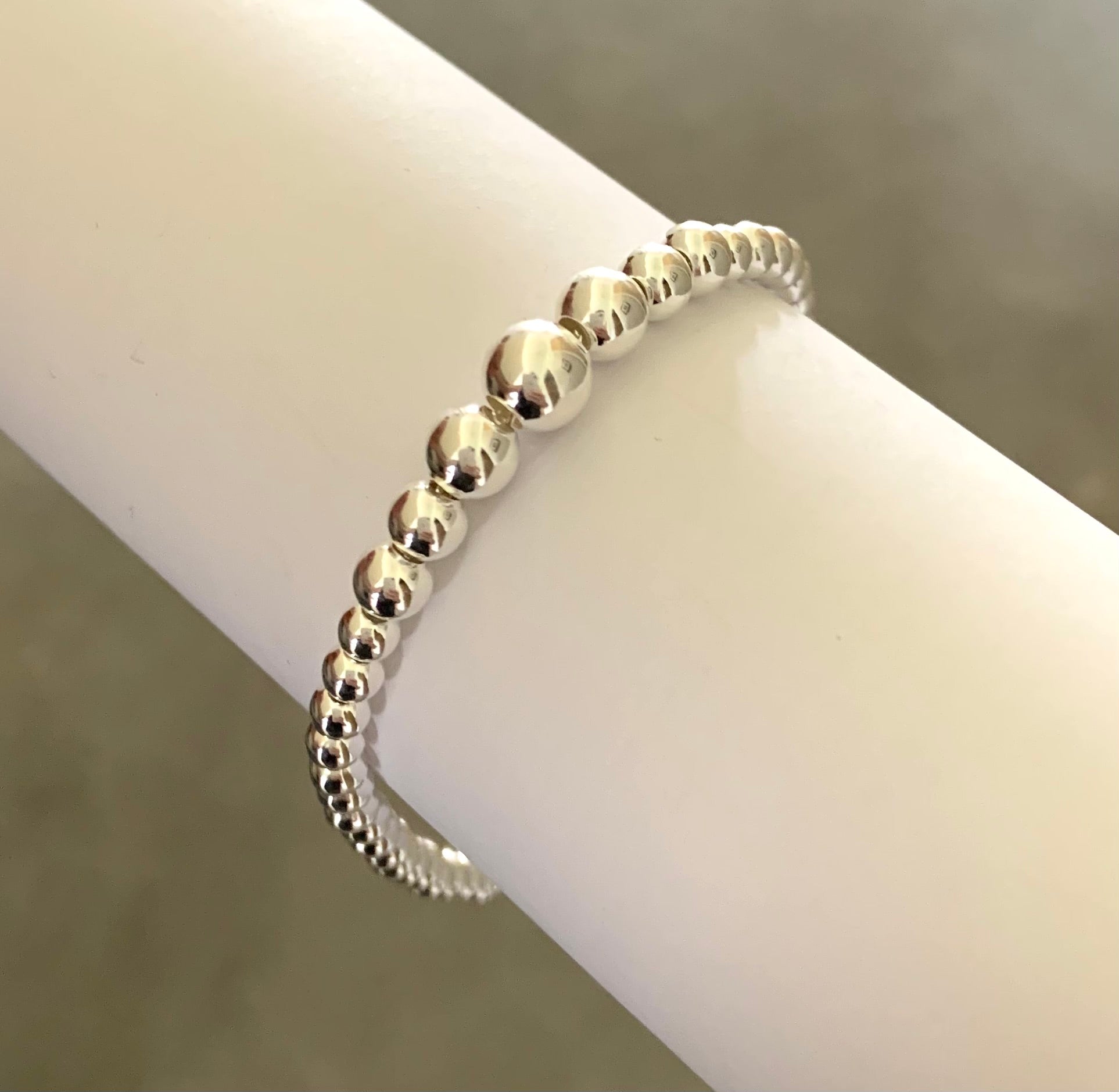 Bracelet-Graduated-Ball-Beads-Solid-925-Sterling-Silver-Italy-3
